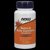 Natural Beta-Carotene Vitamin A 25,000 i in 90 capsules from NOW FOODS